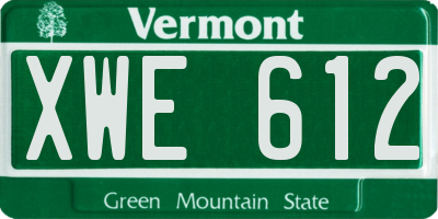 VT license plate XWE612