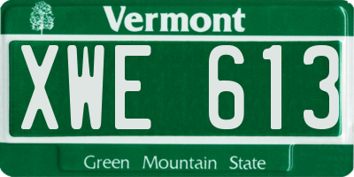 VT license plate XWE613