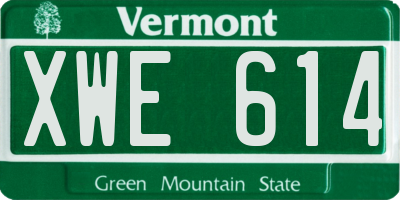 VT license plate XWE614