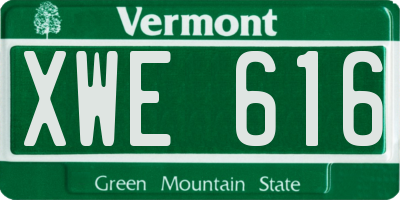 VT license plate XWE616