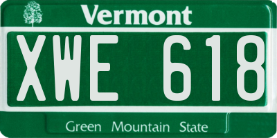VT license plate XWE618
