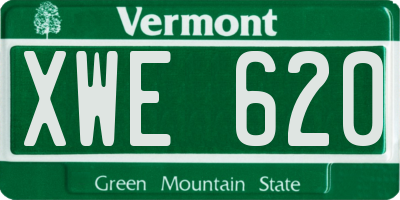 VT license plate XWE620