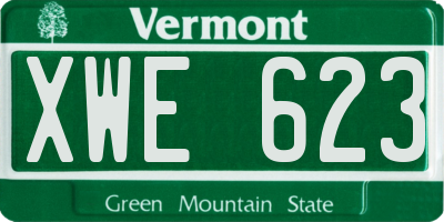 VT license plate XWE623