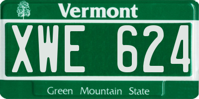 VT license plate XWE624
