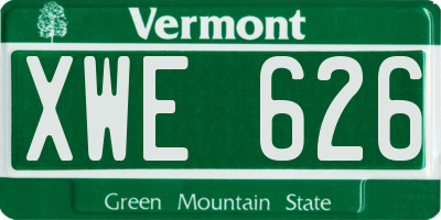 VT license plate XWE626
