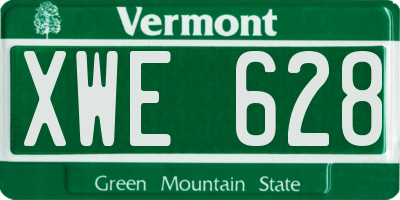 VT license plate XWE628