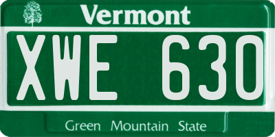 VT license plate XWE630