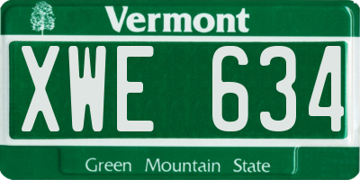VT license plate XWE634