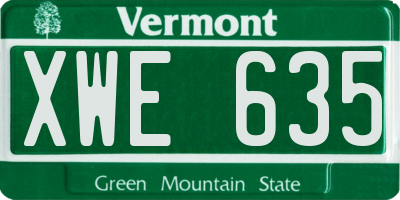 VT license plate XWE635