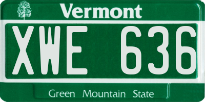 VT license plate XWE636