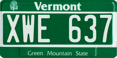 VT license plate XWE637