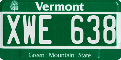 VT license plate XWE638