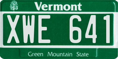 VT license plate XWE641