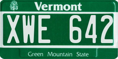 VT license plate XWE642