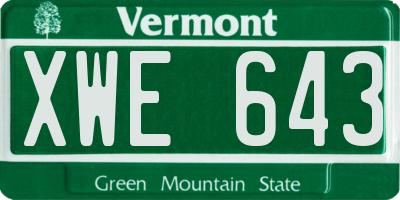 VT license plate XWE643