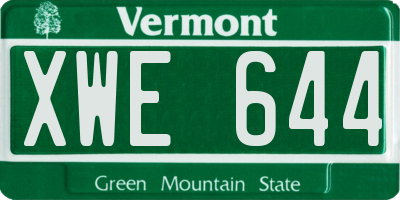 VT license plate XWE644