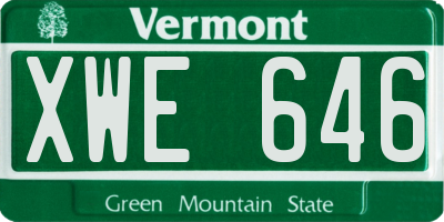 VT license plate XWE646