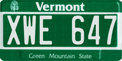 VT license plate XWE647