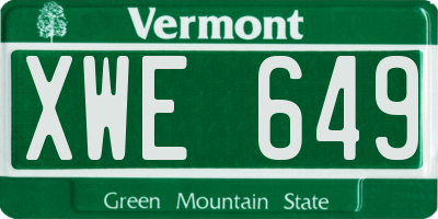VT license plate XWE649
