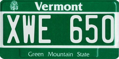 VT license plate XWE650