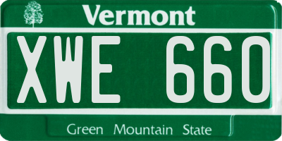 VT license plate XWE660
