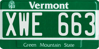 VT license plate XWE663