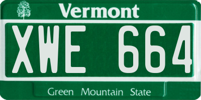 VT license plate XWE664