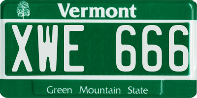 VT license plate XWE666