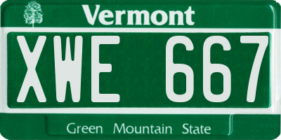VT license plate XWE667
