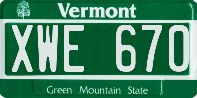 VT license plate XWE670