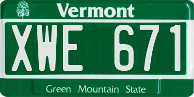VT license plate XWE671
