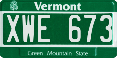 VT license plate XWE673