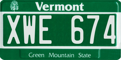 VT license plate XWE674