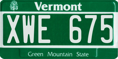 VT license plate XWE675
