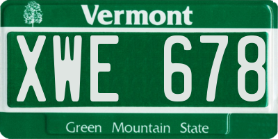 VT license plate XWE678