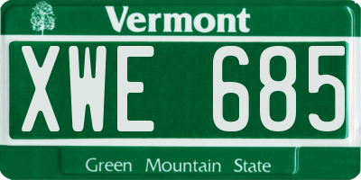 VT license plate XWE685