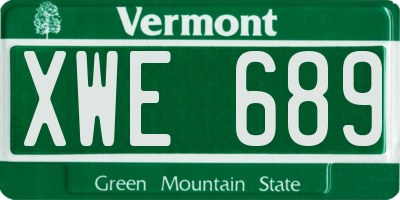 VT license plate XWE689