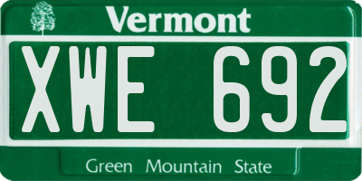 VT license plate XWE692