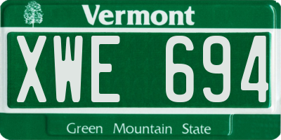 VT license plate XWE694