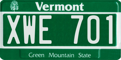 VT license plate XWE701