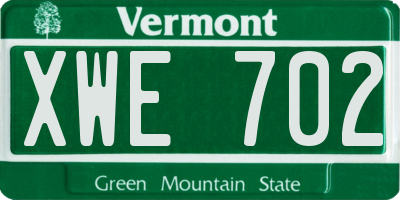 VT license plate XWE702