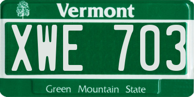 VT license plate XWE703