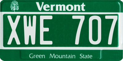 VT license plate XWE707