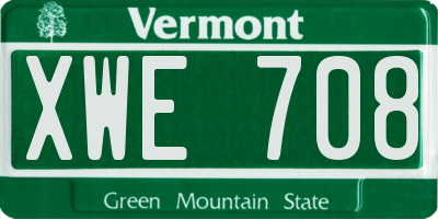 VT license plate XWE708