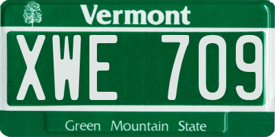 VT license plate XWE709