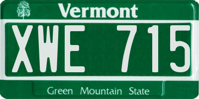 VT license plate XWE715