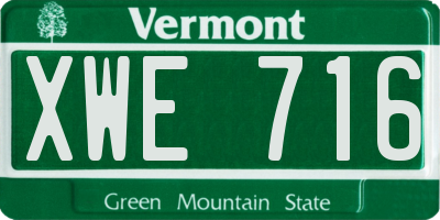 VT license plate XWE716