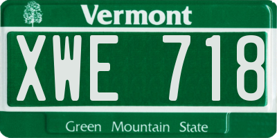 VT license plate XWE718