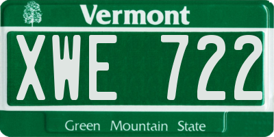 VT license plate XWE722