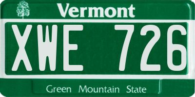 VT license plate XWE726